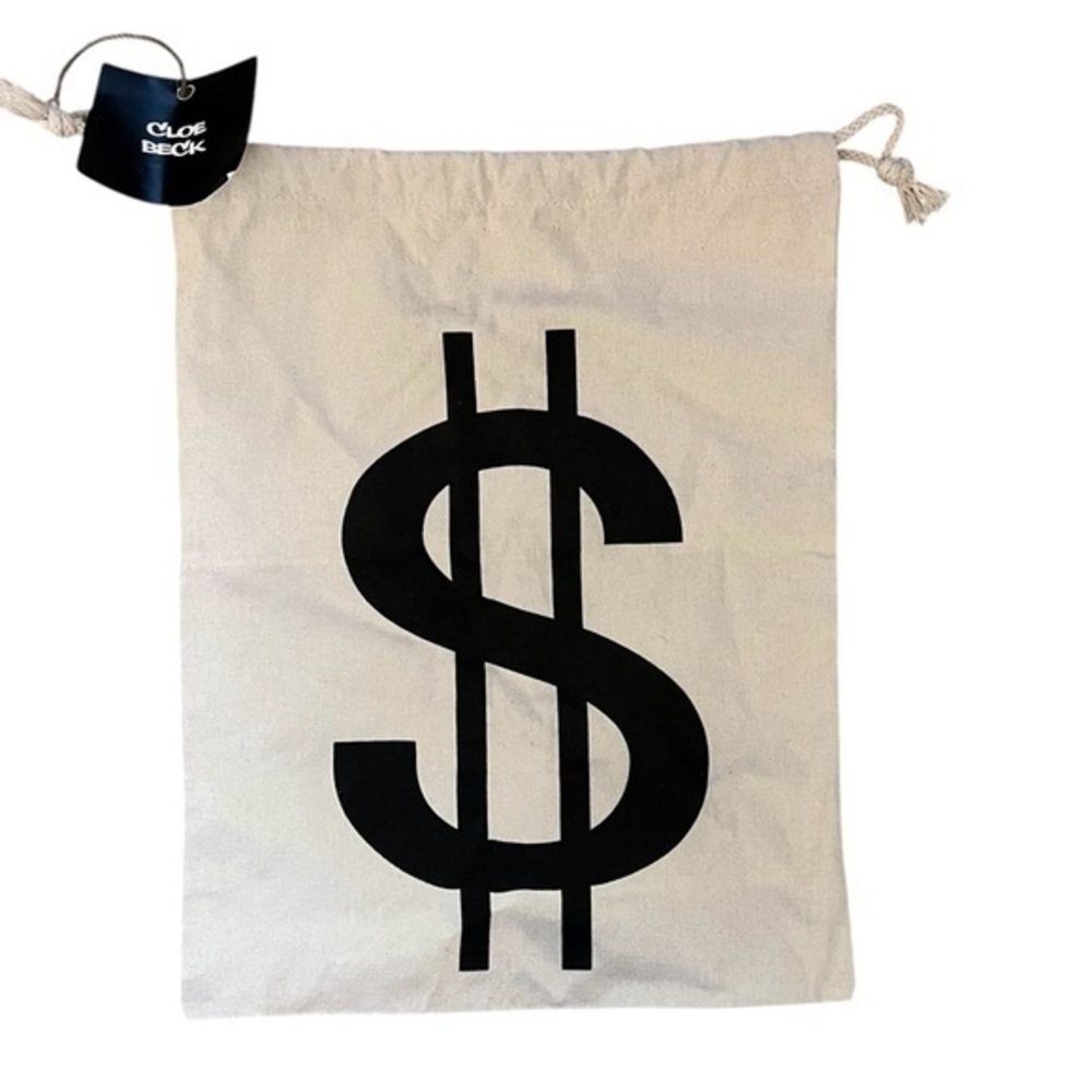 NWT CLOE BECK $ money dollar symbol cotton muslin drawstring storage / dust bag